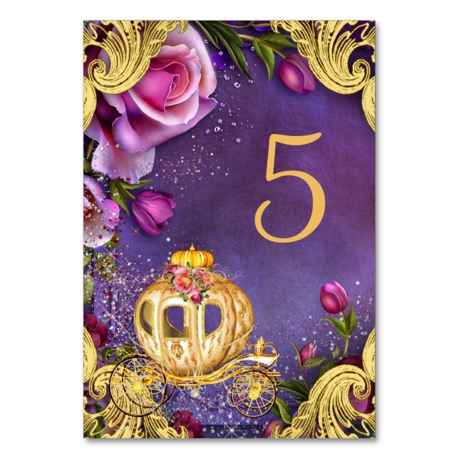 Cartões de Mesa para Festa de Princesa (Frente)