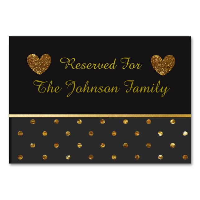 Cartões de Mesa para Partido Negro e Dourado (Frente)