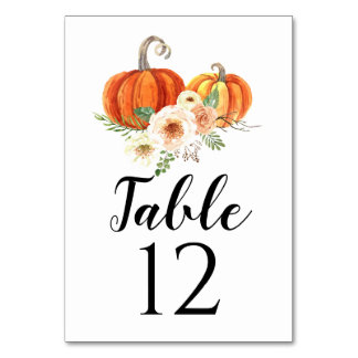 Cartões de Mesa Rustica Pumpkin Números de Tabelas