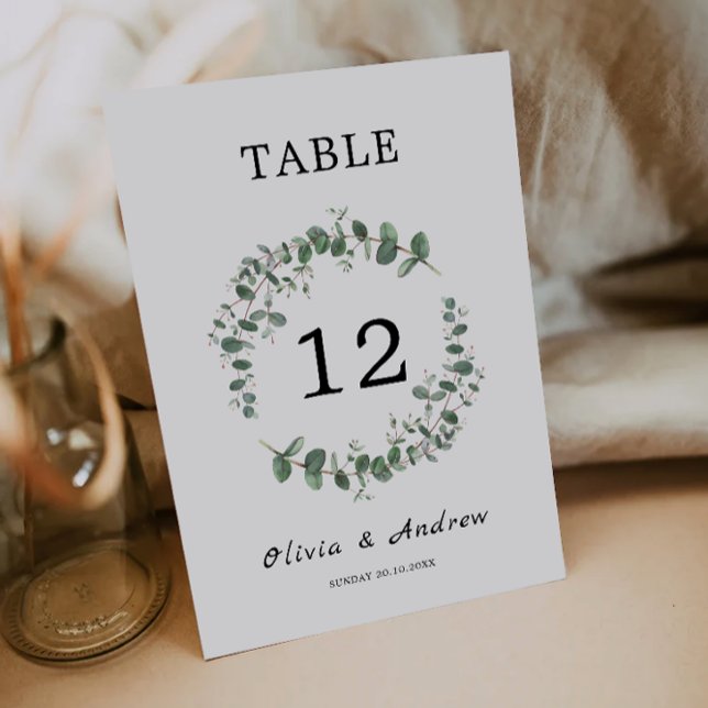 Cartões de mesa verde (Greenery wedding table cards template)