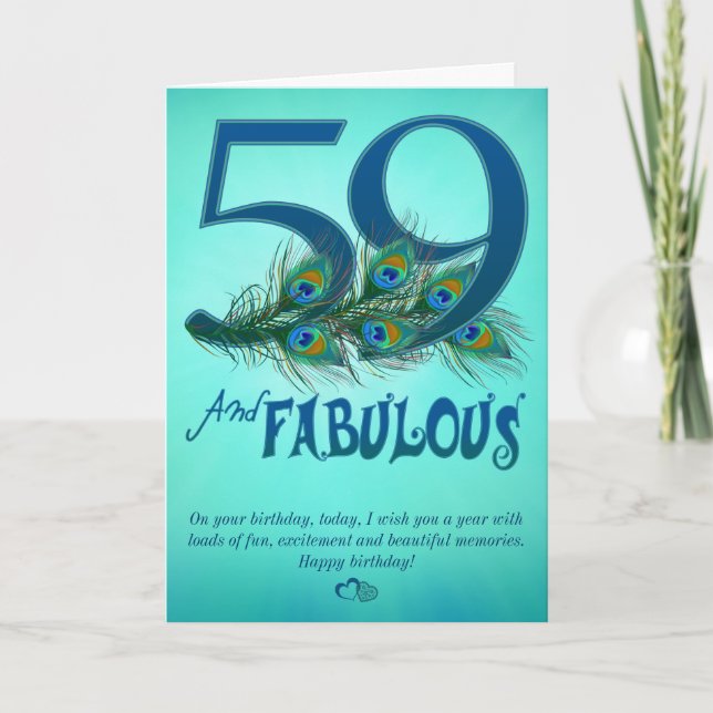 Cartões de modelo de aniversário de 59 anos (Frente)