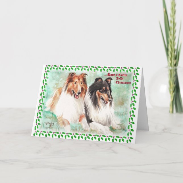 Cartões de Natal alegres do Collie (Frente)