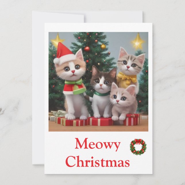 Cartões de Natal Animais gato (Frente)