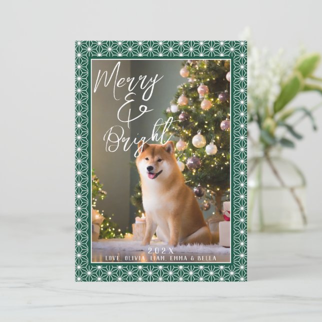 Cartões de natal | ASANOHA Padrão Kimono japonês (Em pé/Frente)