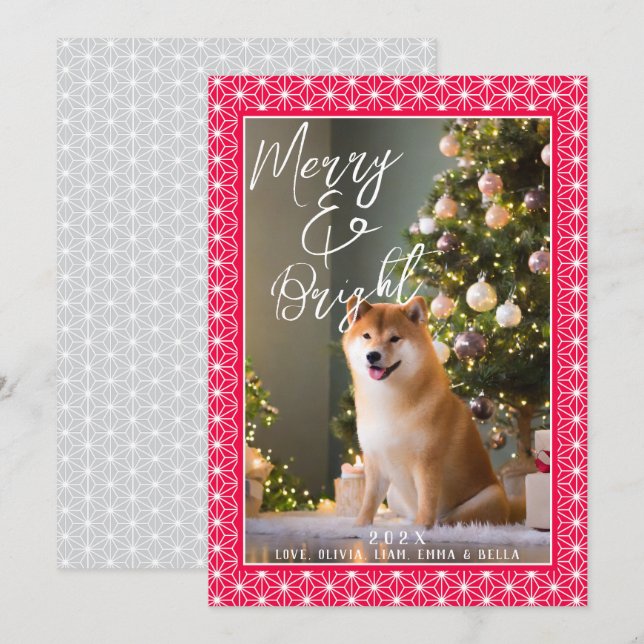 Cartões de natal | ASANOHA Padrão Kimono japonês (Frente/Verso)