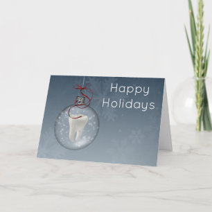 cartões de natal azuis de prata do dentista
