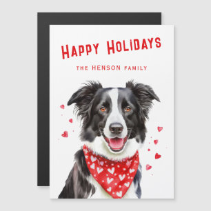 Cartões de Natal Border Collie com Lenço Vermelho