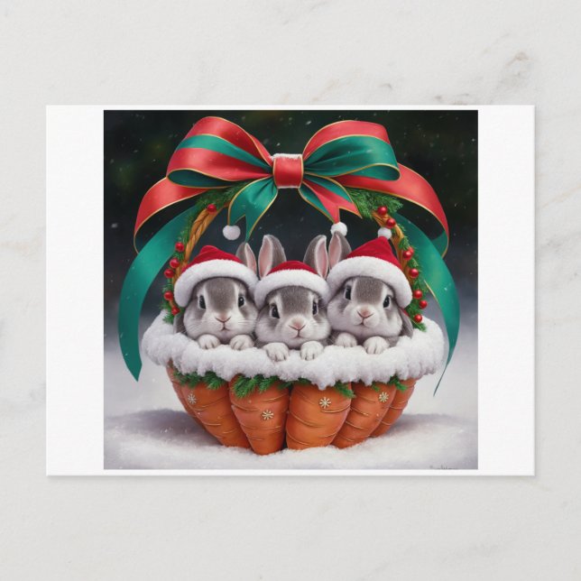 Cartões de Natal Bunny Rabbit (Frente)