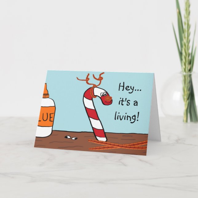 Cartões de Natal Candy Cane Reindeer (Frente)