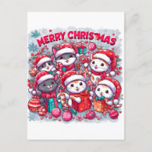 Cartões de natal: Cartão-postal de felino festivo