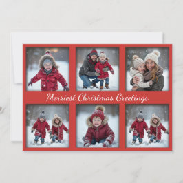 Cartões de natal Clássicos Red 6-Photo | Família