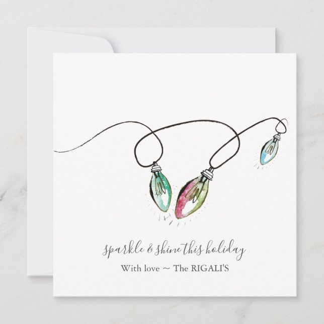 Cartões de Natal com Cordas de Luz Modernas (Frente)