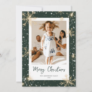 Cartões de Natal com Floco de Neve Verde