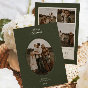 Cartões de Natal com Foto da Família Verde Escuro