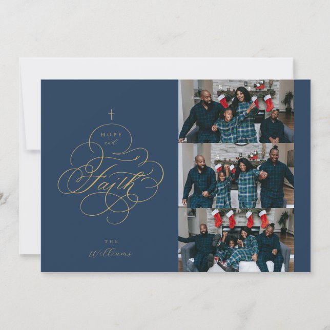 Cartões de Natal com Foto de Cartas de Fé Script (Frente)