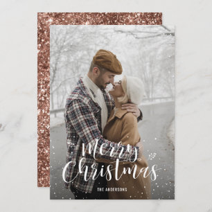 Cartões de Natal com Fotografias Glitter Douradas 