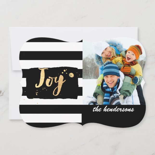 Cartões de Natal com listras/flocos de neve/dourad (Frente)
