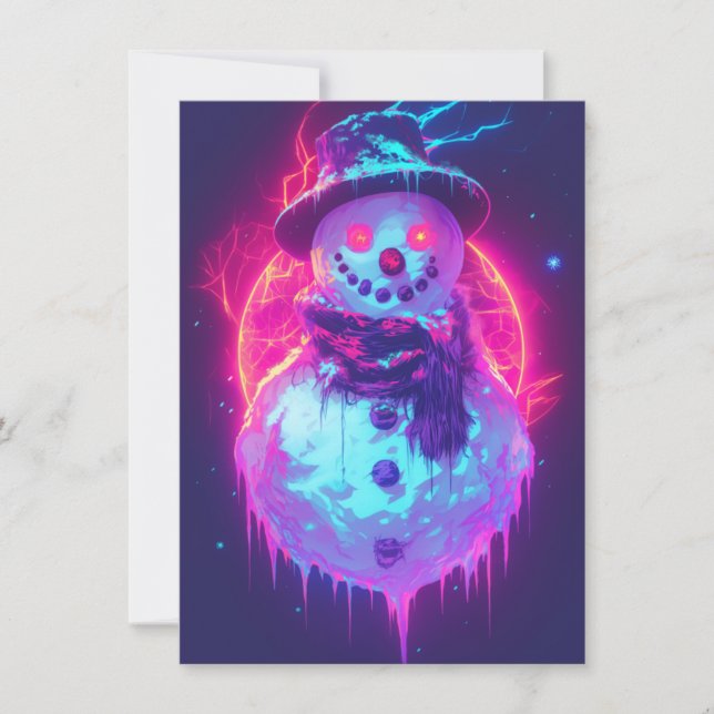 Cartões de Natal Cyberpunk Neon Únicos (Frente)