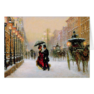 Cartões de Natal da Cena Parisiense Vintage Winter