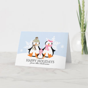 Cartões de Natal da Família de Pinguins Militares