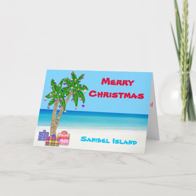 Cartões de Natal da Ilha Sanibel, personalizáveis  (Frente)