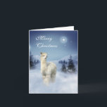 Cartões de Natal da noite do inverno da alpaca<br><div class="desc">Nossos cartões de Natal da noite do inverno da alpaca têm uma foto de uma alpaca em uma cena do inverno com neve e de estrelas no céu nocturno. Há um interior cristão "maio onde das bênçãos do Natal a paz maravilhosa do cristo seja sua este Natal e sempre." As...</div>