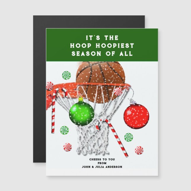 Cartões de Natal da Temporada de Basquetebol (Frente/Verso)