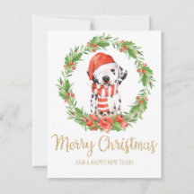 Cartões de natal Dalmatian do cão do chapéu do