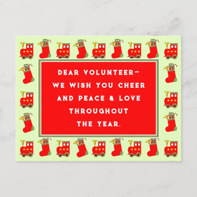 Cartões de Natal de Agradecimento a Voluntários (Frente)