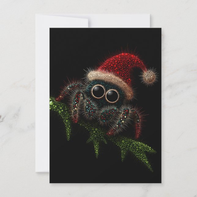 Cartões de Natal de Aranha Saltarina Fofa (Frente)