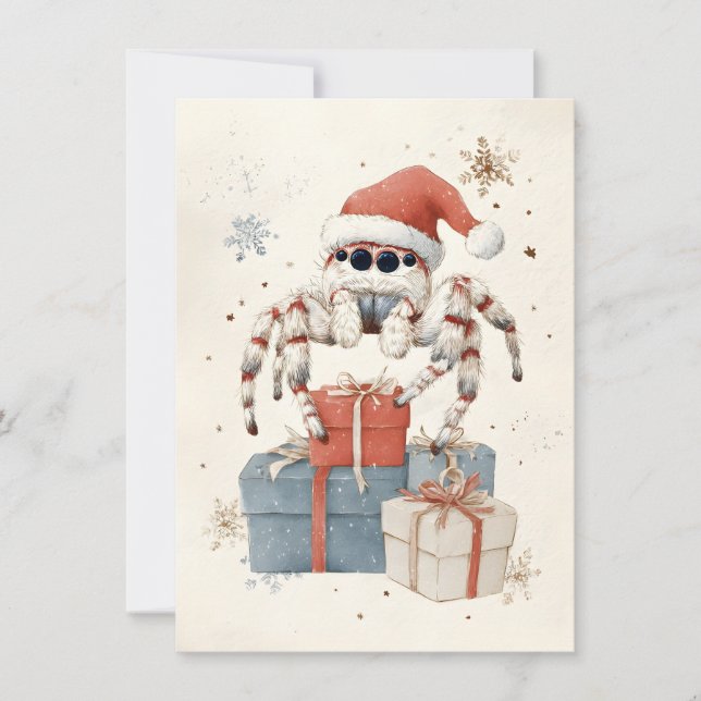 Cartões de Natal de Aranha Saltarina Fofa (Frente)