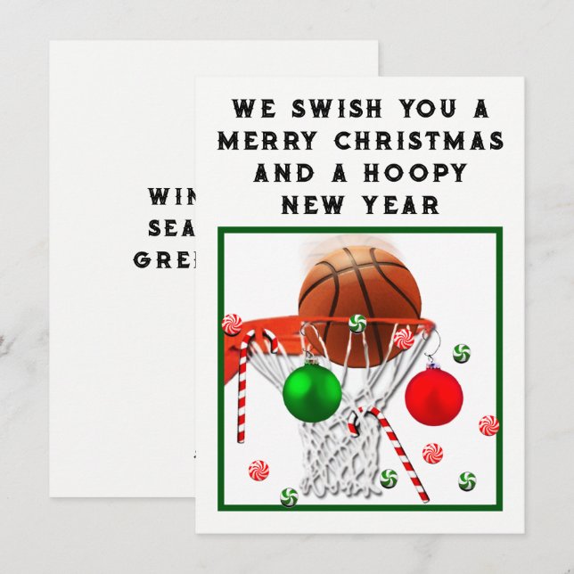 Cartões de Natal de Basquete (Frente/Verso)