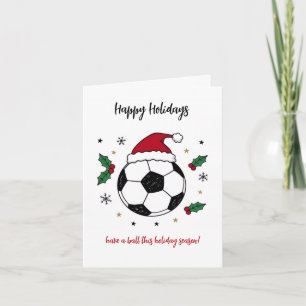 Cartões de Natal de Bola de Futebol com Chapéu de