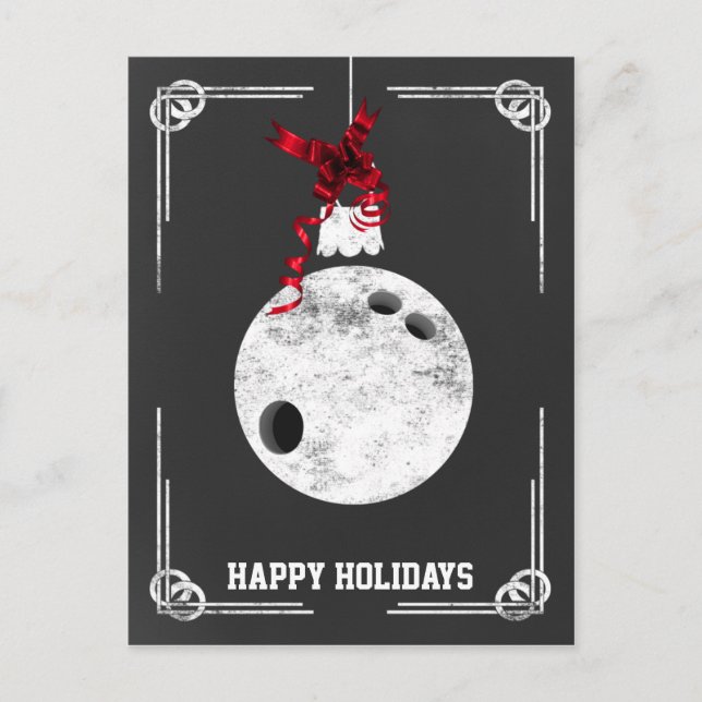 Cartões de Natal de boliche de quadro-negro (Frente)