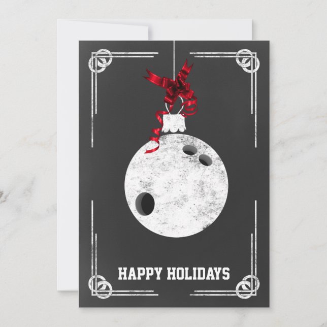 Cartões de Natal de boliche de quadro-negro (Frente)