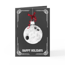 Cartões de Natal de boliche em quadro negro