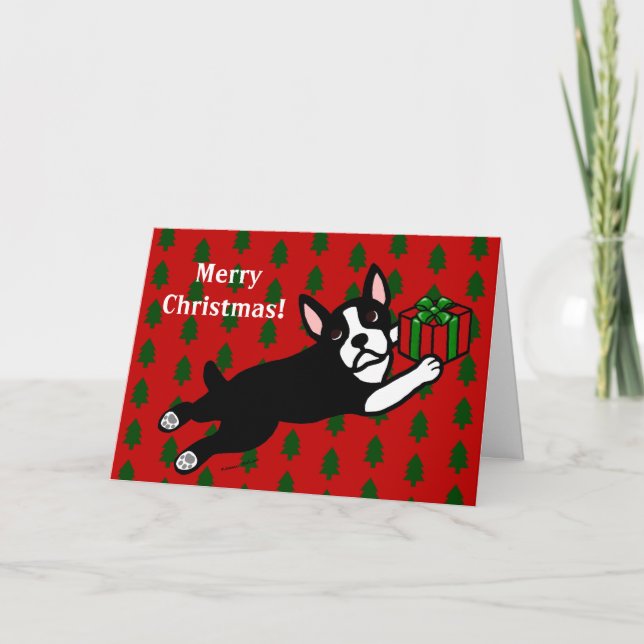 Cartões de Natal de Boston Terrier (Frente)