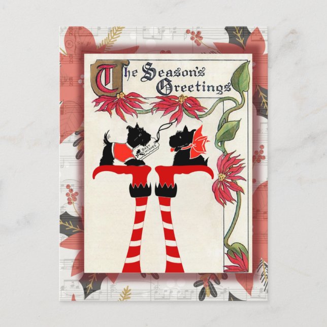 Cartões de natal de Cachorro de Vintagem (Frente)