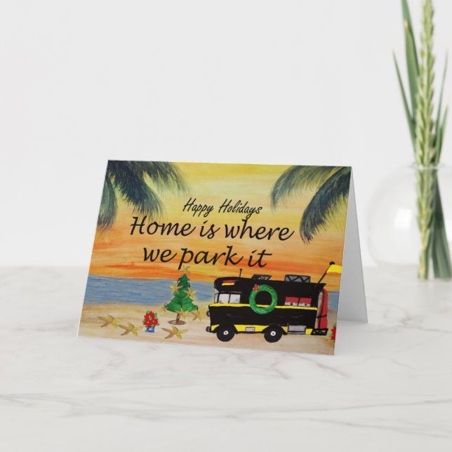 Cartões de natal de camper RV da minha arte (Frente)