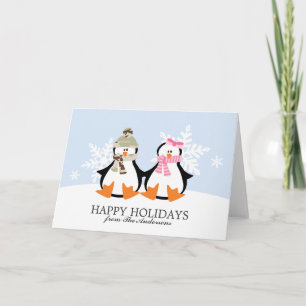 Cartões de Natal de Casal de Pinguins Militares