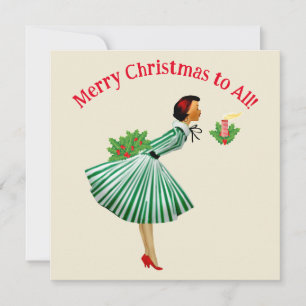 cartões de natal de dama de 1950