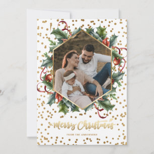 Cartões de Natal de Dourada Frota Branca Elegante