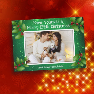 Cartões de Natal de Feliz Holly Verde