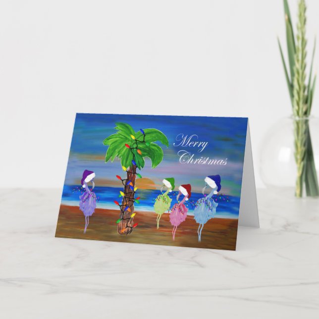 Cartões de Natal de flamingos de Natal. (Frente)