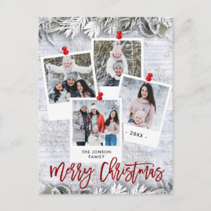 Cartões de natal de Foto Rustic de Natal Holly Pin