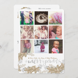 Cartões de Natal de Instagram com ano na revisão