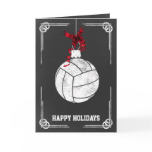 Cartões de Natal de jogador de vôlei de quadro-neg