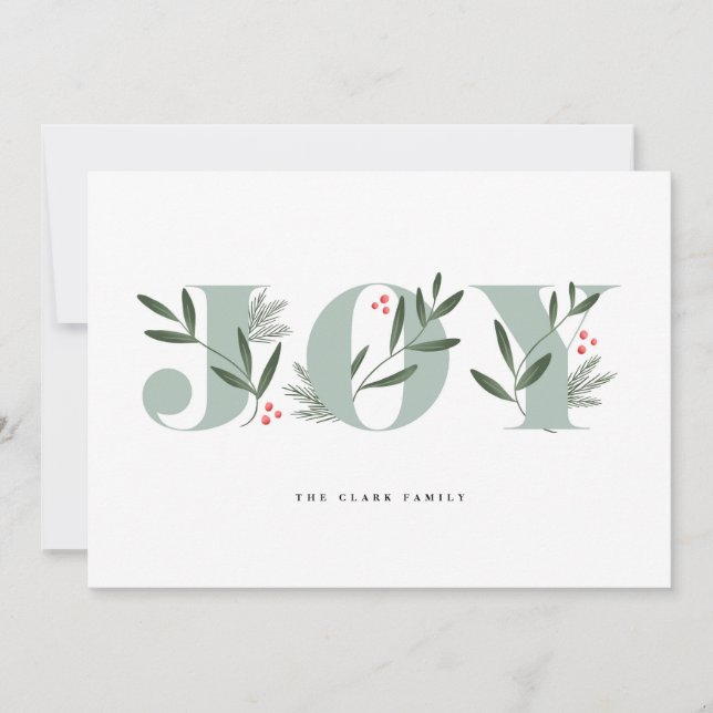Cartões de natal de Joy Verdes no inverno (Frente)
