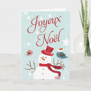 Cartões de Natal de Joyeux Noël do boneco de nev