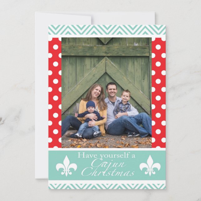 Cartões de Natal de Louisiana Cajun vermelhos e (Frente)